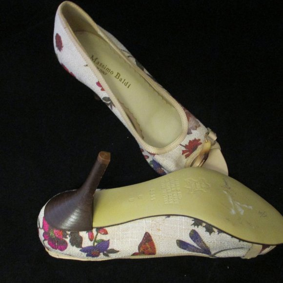 $205 MASSIMO BALDI butterfly garden open toe HEELS - Picture 5 of 5